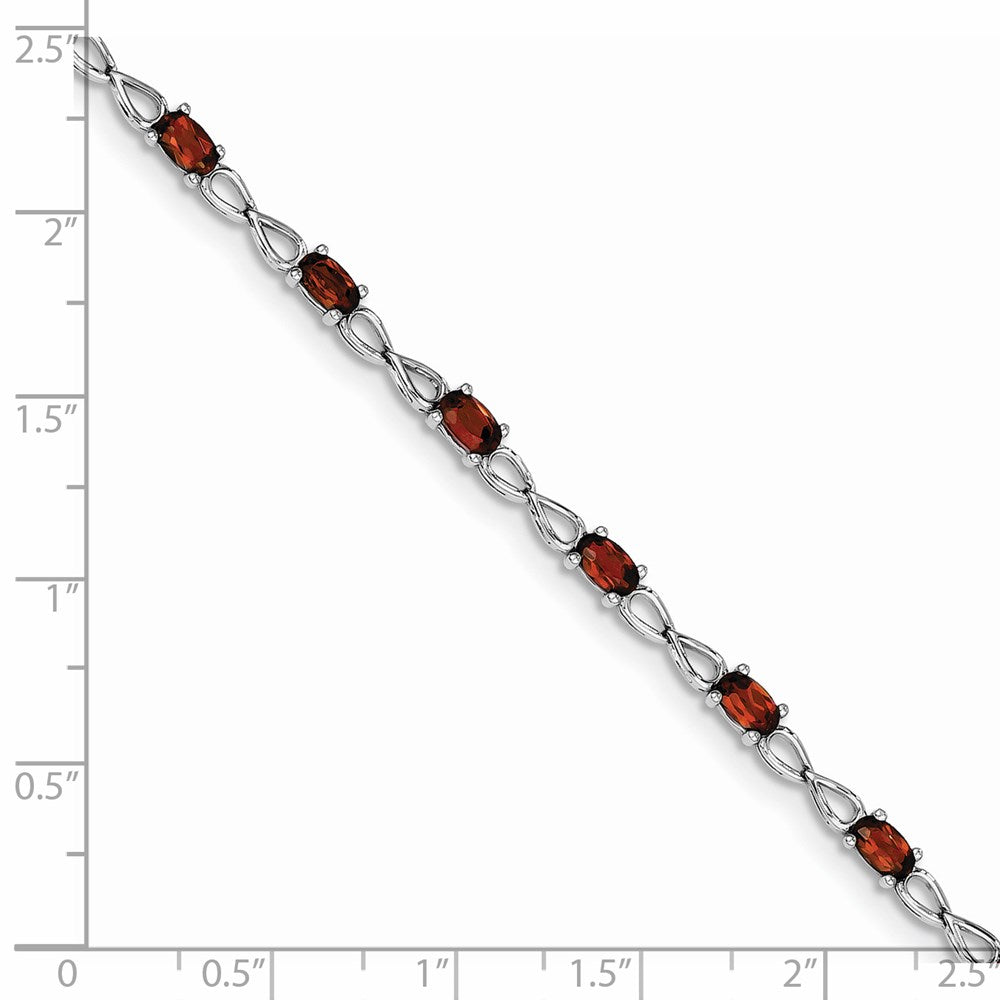 7 Zoll Sterlingsilber Rhodiniert Granat Armband