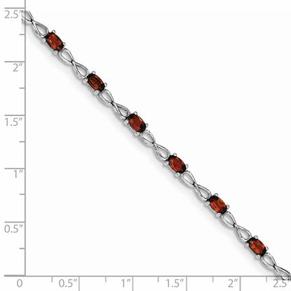 7 Zoll Sterlingsilber Rhodiniert Granat Armband