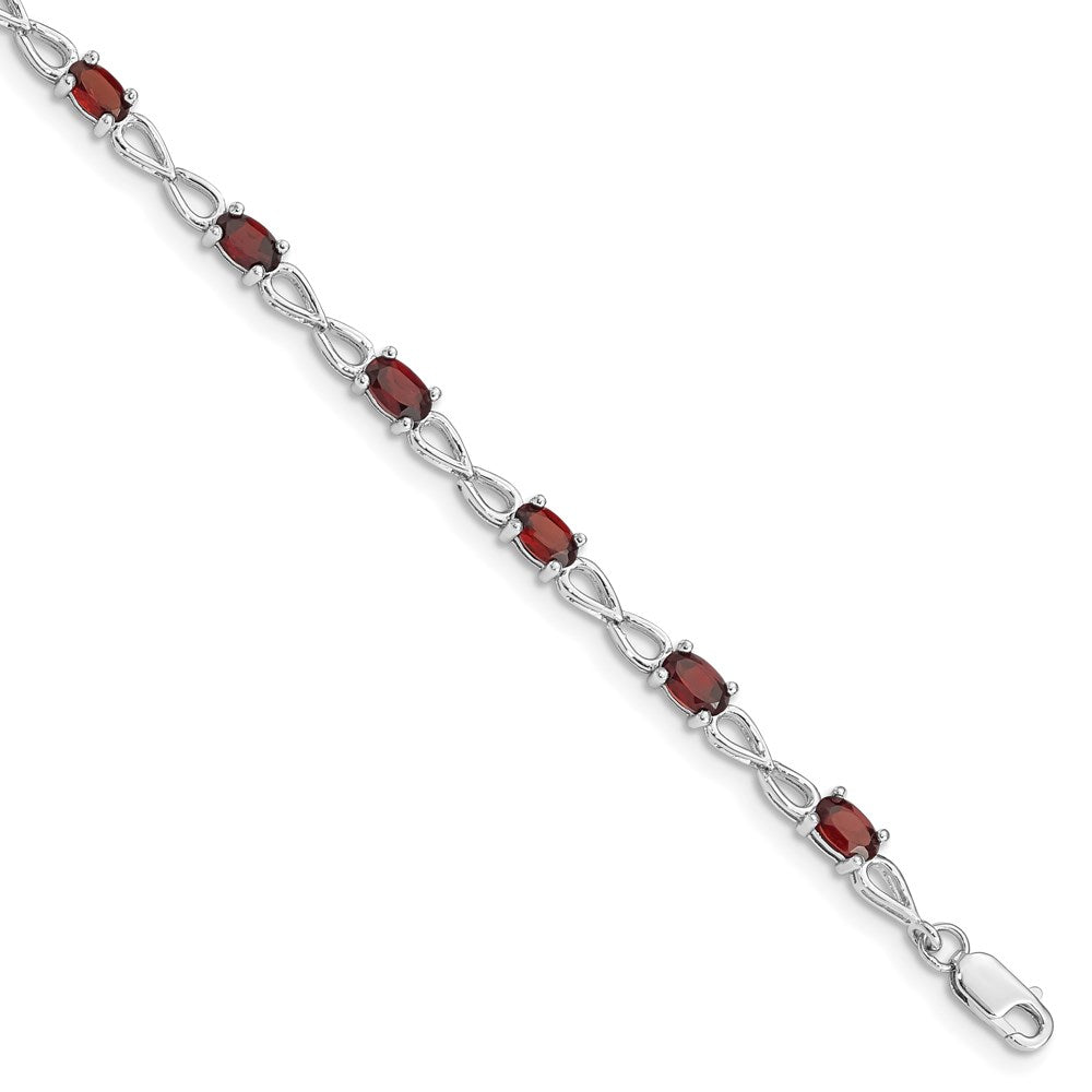 7 Zoll Sterlingsilber Rhodiniert Granat Armband