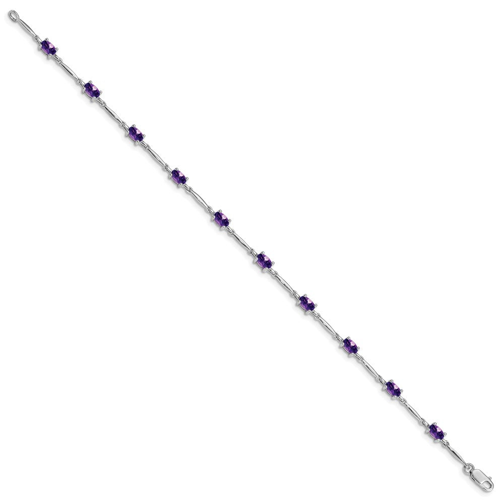 7 Zoll Sterlingsilber Rhodiniert Amethyst Armband