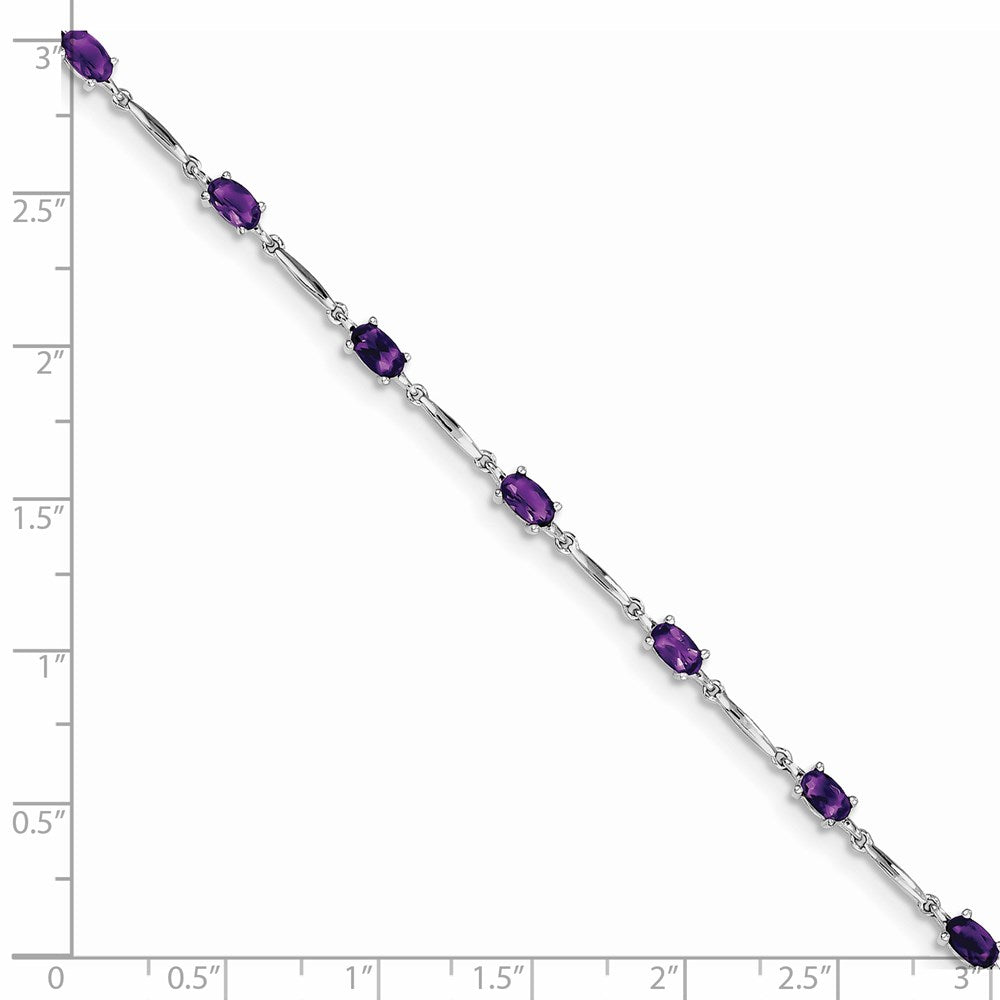 7 Zoll Sterlingsilber Rhodiniert Amethyst Armband