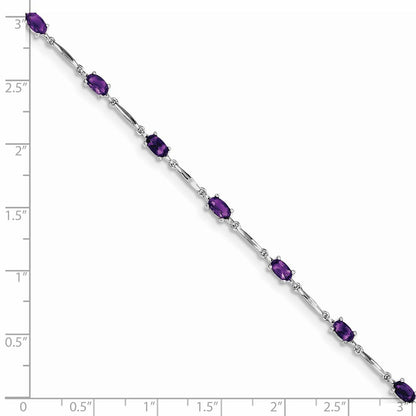 7 Zoll Sterlingsilber Rhodiniert Amethyst Armband