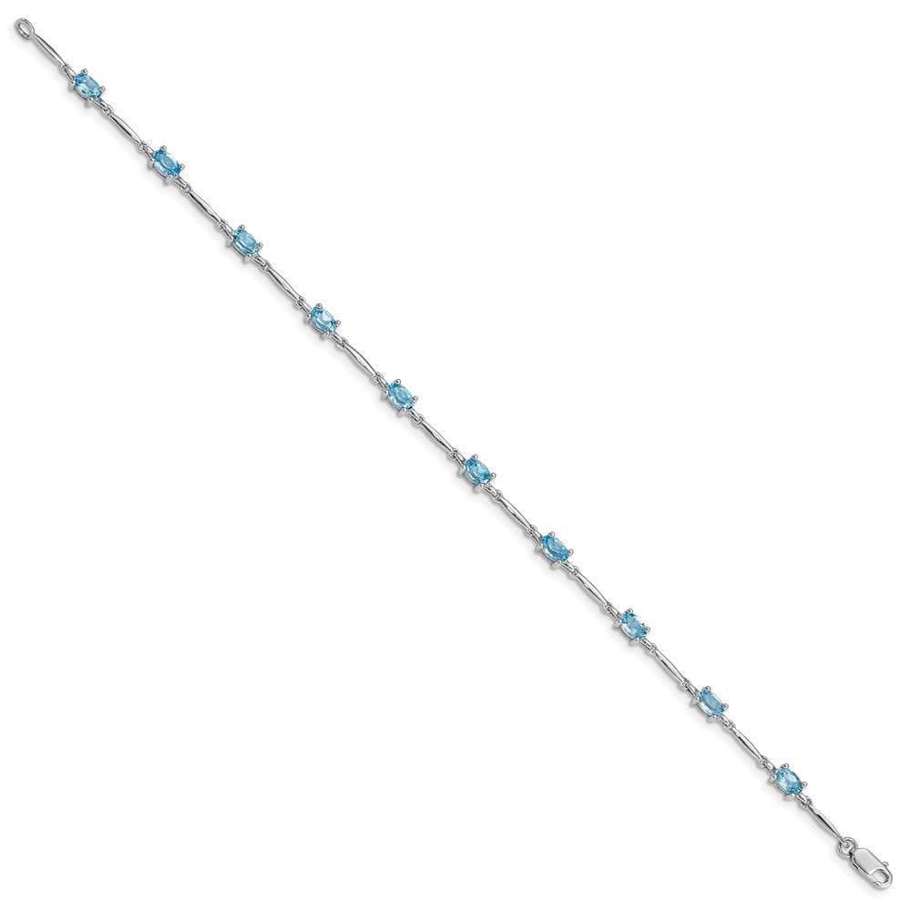 7 Zoll Sterlingsilber Rhodiniert Blautopas Armband