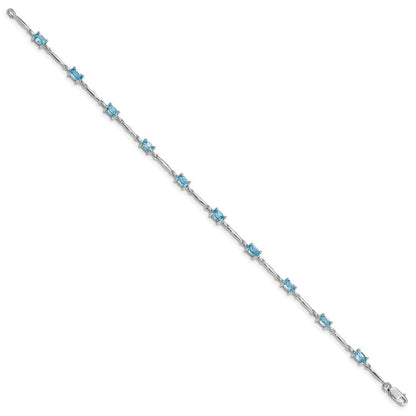7 Zoll Sterlingsilber Rhodiniert Blautopas Armband