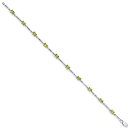 7 Zoll Sterlingsilber Rhodiniert Peridot Armband