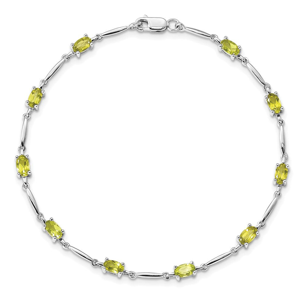 7 Zoll Sterlingsilber Rhodiniert Peridot Armband