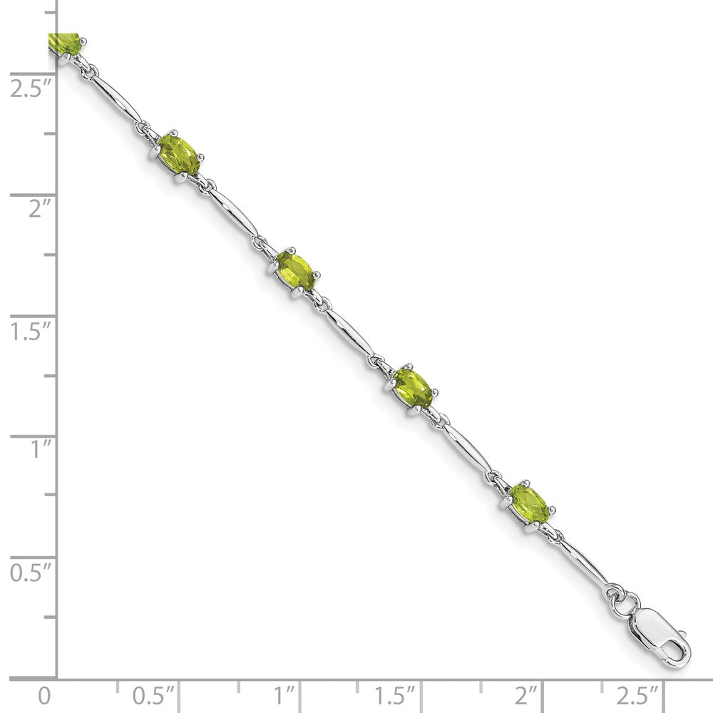 7 Zoll Sterlingsilber Rhodiniert Peridot Armband