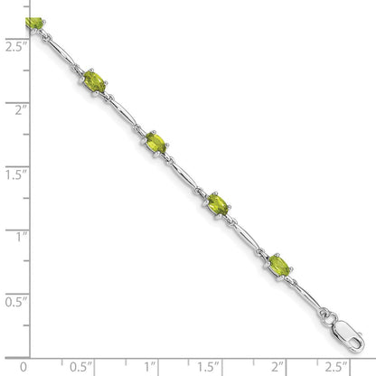 7 Zoll Sterlingsilber Rhodiniert Peridot Armband