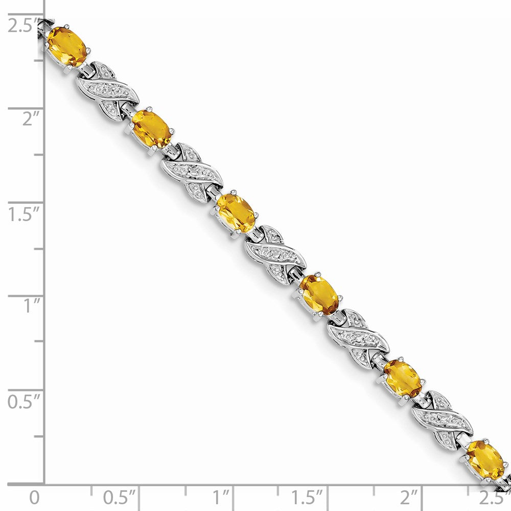 7 Zoll Sterlingsilber Rhodiniert Citrin Armband