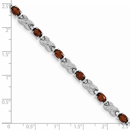 7 Zoll Sterlingsilber Rhodiniert Granat Armband