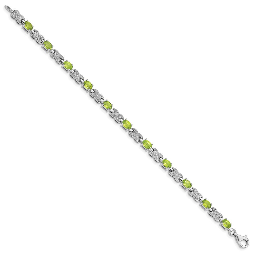 7 Zoll Sterlingsilber Rhodiniert Peridot Armband