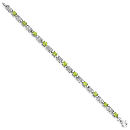 7 Zoll Sterlingsilber Rhodiniert Peridot Armband