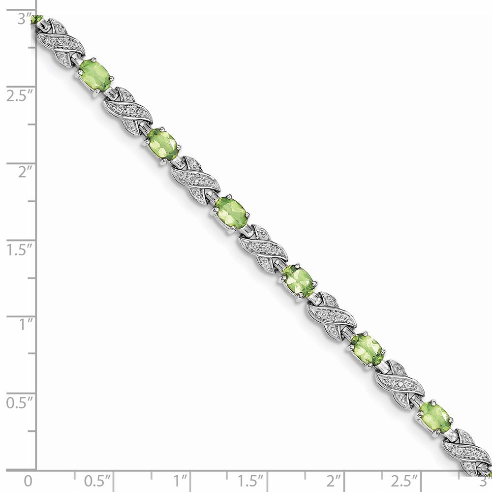 7 Zoll Sterlingsilber Rhodiniert Peridot Armband