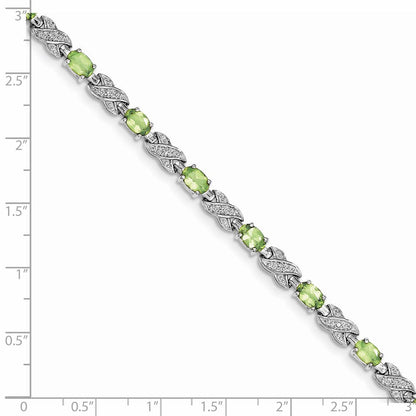 7 Zoll Sterlingsilber Rhodiniert Peridot Armband