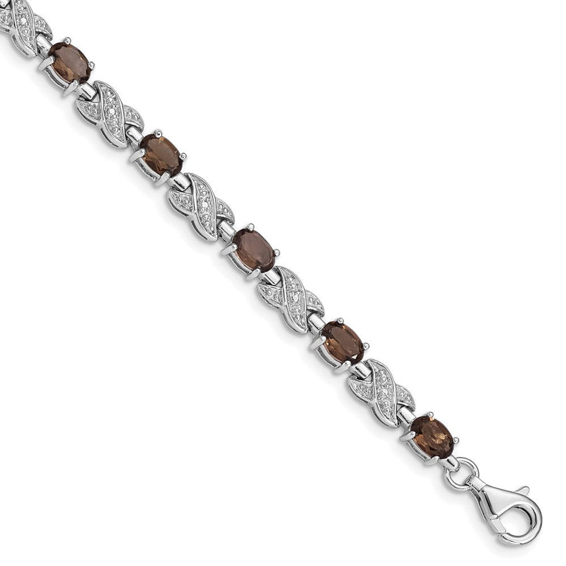 7 Zoll Sterlingsilber Rhodiniert Rauch Quarz Armband