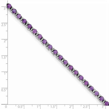 7 Zoll Sterlingsilber Rhodiniert Amethyst und Diamant Armband