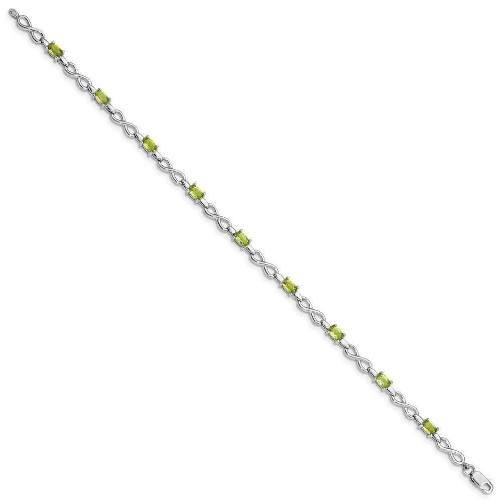 7 Zoll Sterlingsilber Rhodiniert Peridot Armband