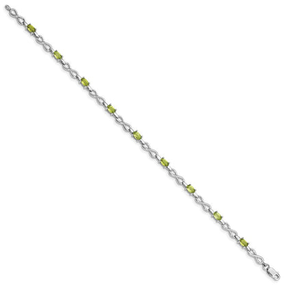 7 Zoll Sterlingsilber Rhodiniert Peridot Armband