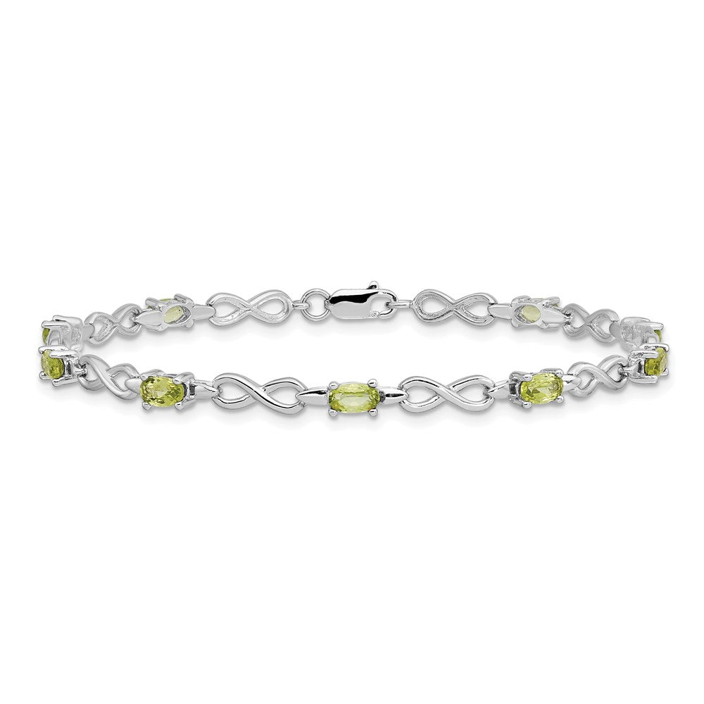 7 Zoll Sterlingsilber Rhodiniert Peridot Armband