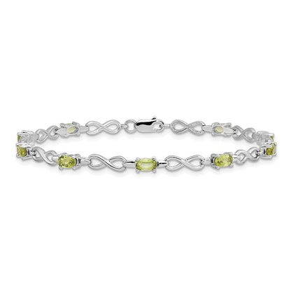 7 Zoll Sterlingsilber Rhodiniert Peridot Armband