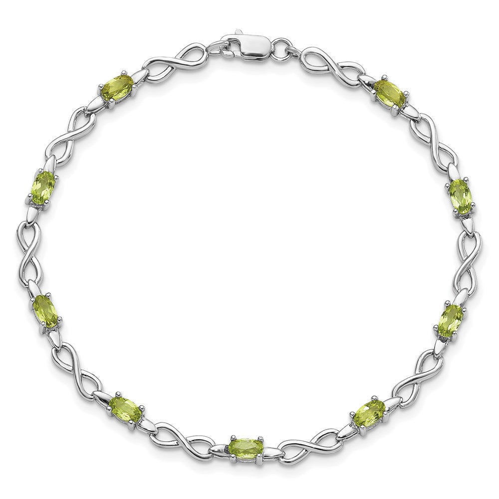7 Zoll Sterlingsilber Rhodiniert Peridot Armband