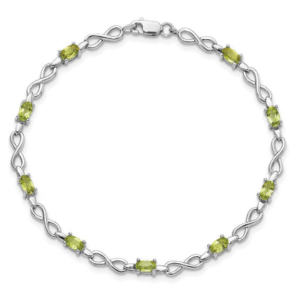 7 Zoll Sterlingsilber Rhodiniert Peridot Armband