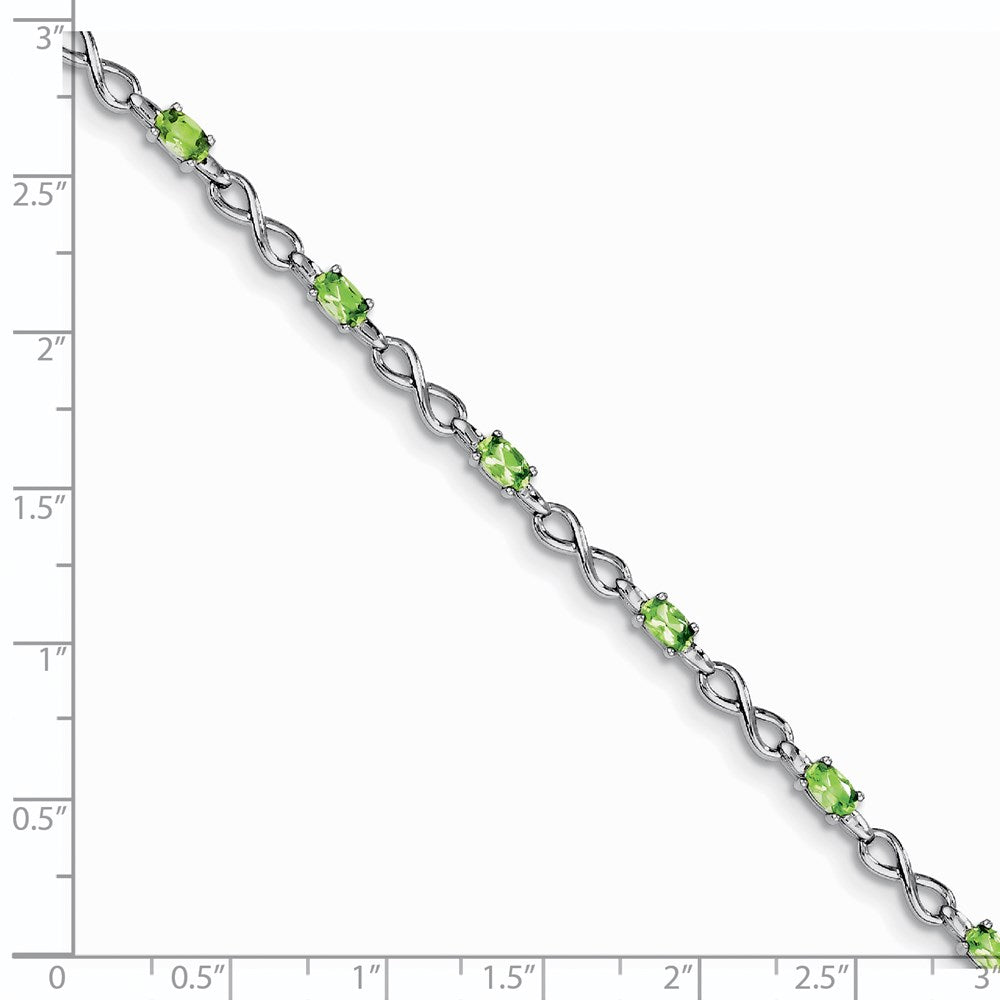 7 Zoll Sterlingsilber Rhodiniert Peridot Armband