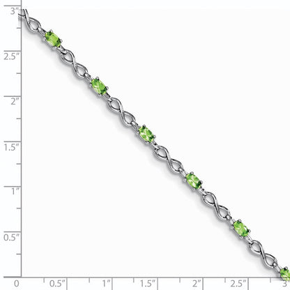7 Zoll Sterlingsilber Rhodiniert Peridot Armband