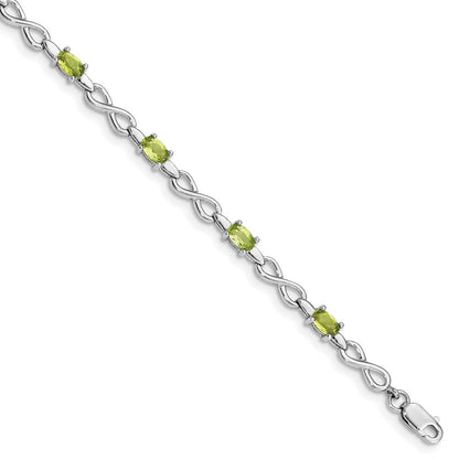 7 Zoll Sterlingsilber Rhodiniert Peridot Armband