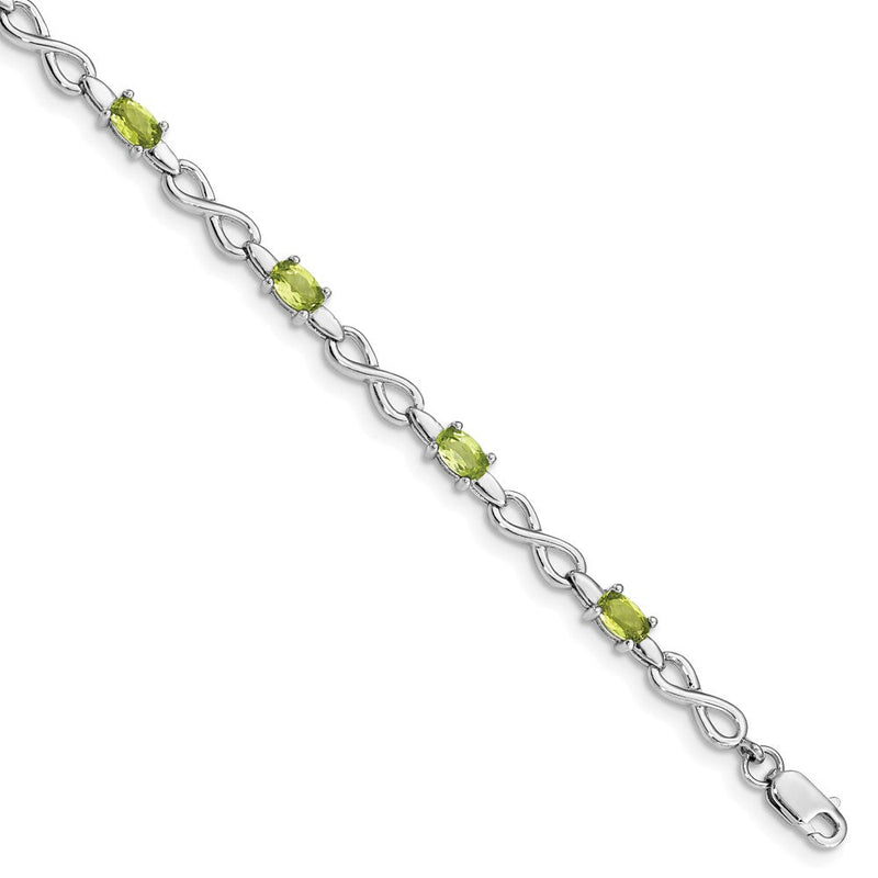 7 Zoll Sterlingsilber Rhodiniert Peridot Armband