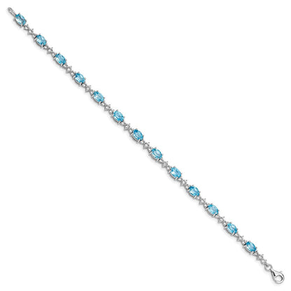 7 Zoll Sterlingsilber Rhodiniert Blau & Weiß Topas Armband