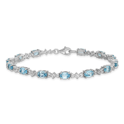 7 Zoll Sterlingsilber Rhodiniert Blau & Weiß Topas Armband