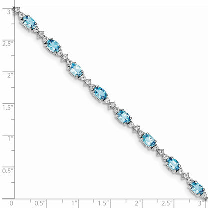 7 Zoll Sterlingsilber Rhodiniert Blau & Weiß Topas Armband