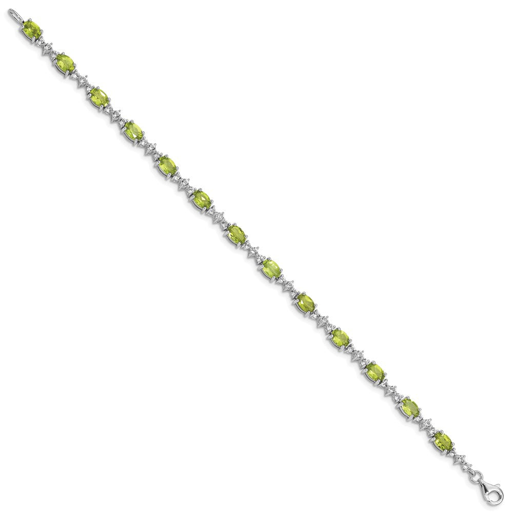 7 Zoll Sterlingsilber Rhodiniert Peridot Weiß Topas Armband