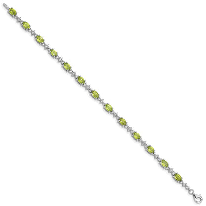 7 Zoll Sterlingsilber Rhodiniert Peridot Weiß Topas Armband