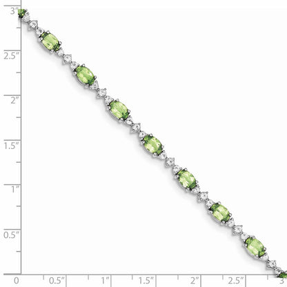 7 Zoll Sterlingsilber Rhodiniert Peridot Weiß Topas Armband