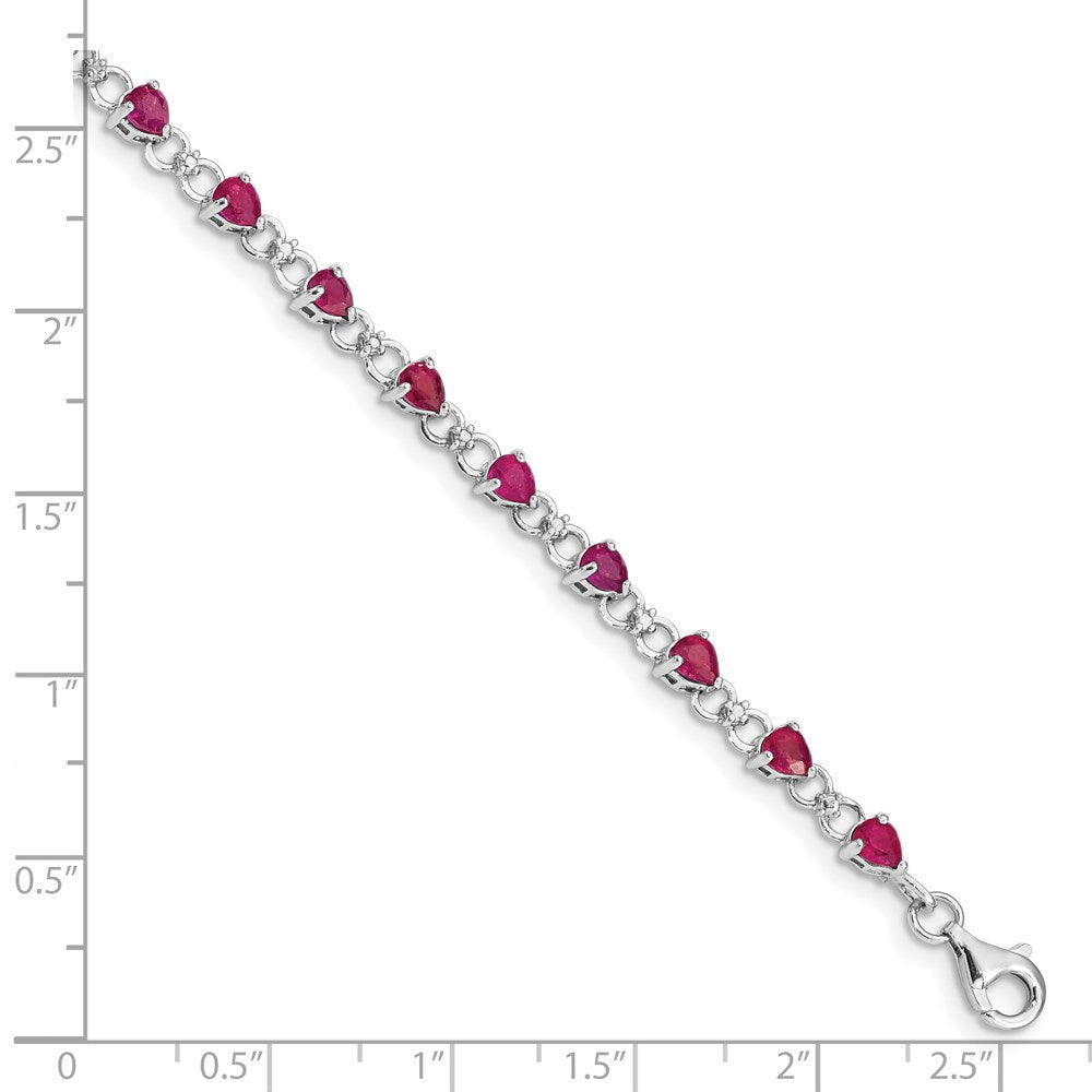 7 Zoll Sterlingsilber Rhodiniert Composite Rubin und Diamant Armband