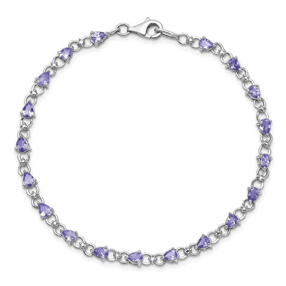 7 Zoll Sterlingsilber Rhodiniert Tansanit und Diamant Armband