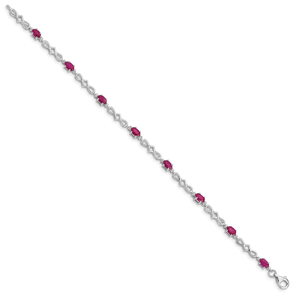 Sterlingsilber Rhodiniert Composite Rubin und Diamant Armband