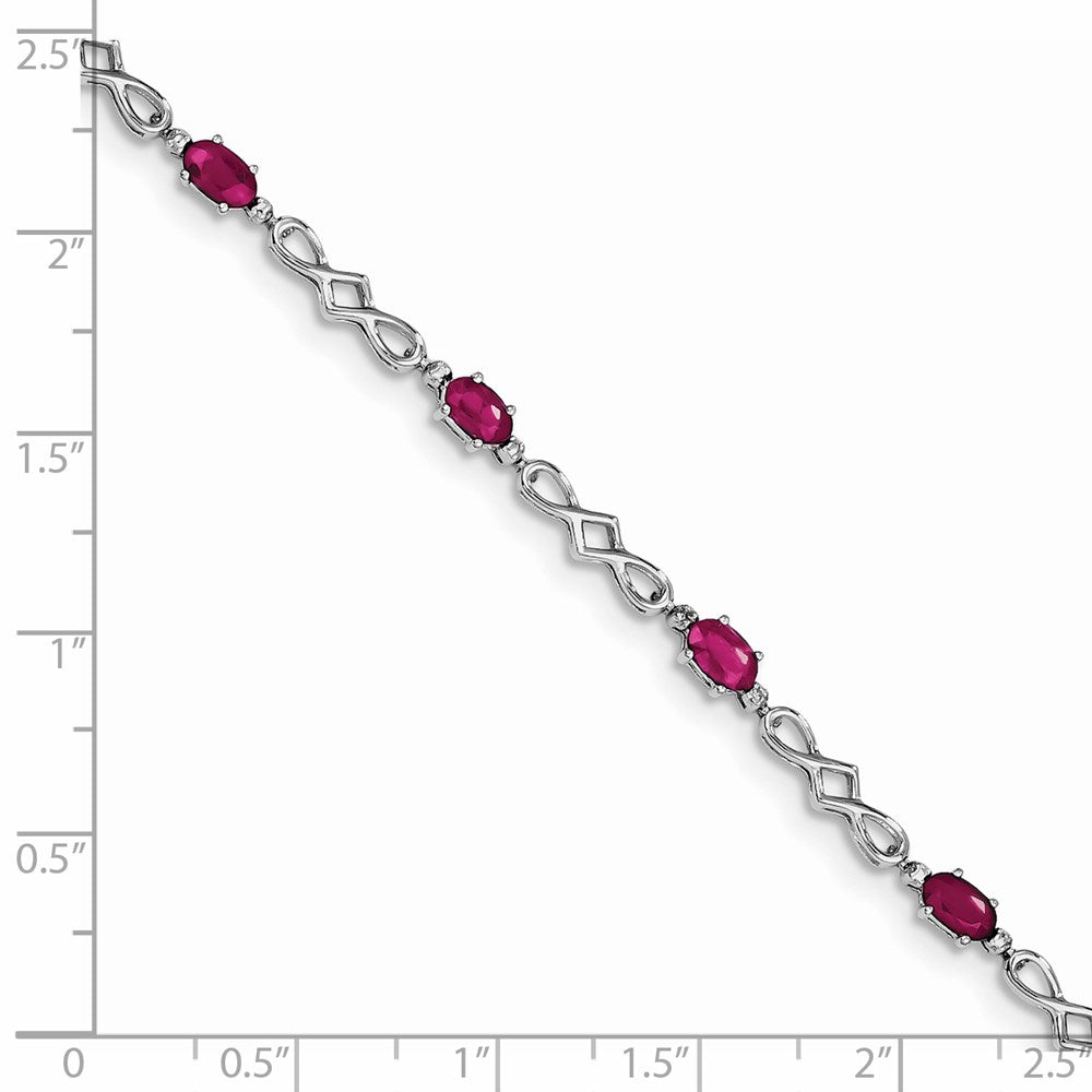 Sterlingsilber Rhodiniert Composite Rubin und Diamant Armband