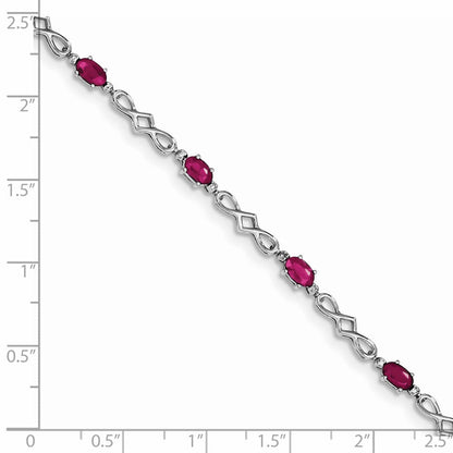 Sterlingsilber Rhodiniert Composite Rubin und Diamant Armband