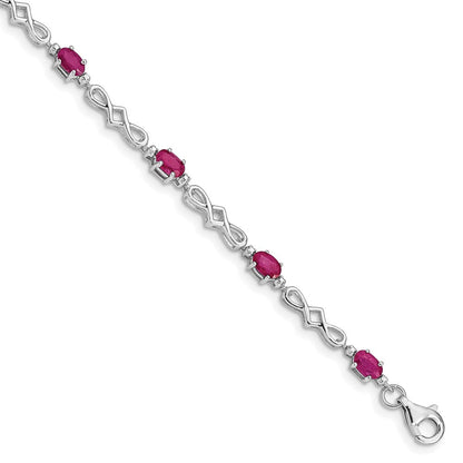Sterlingsilber Rhodiniert Composite Rubin und Diamant Armband