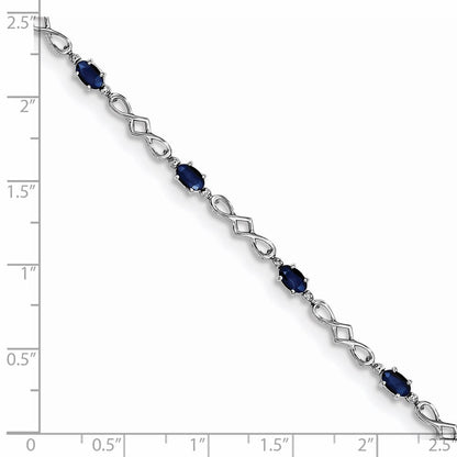7 Zoll Sterlingsilber Rhodiniert Saphir und Diamant Armband