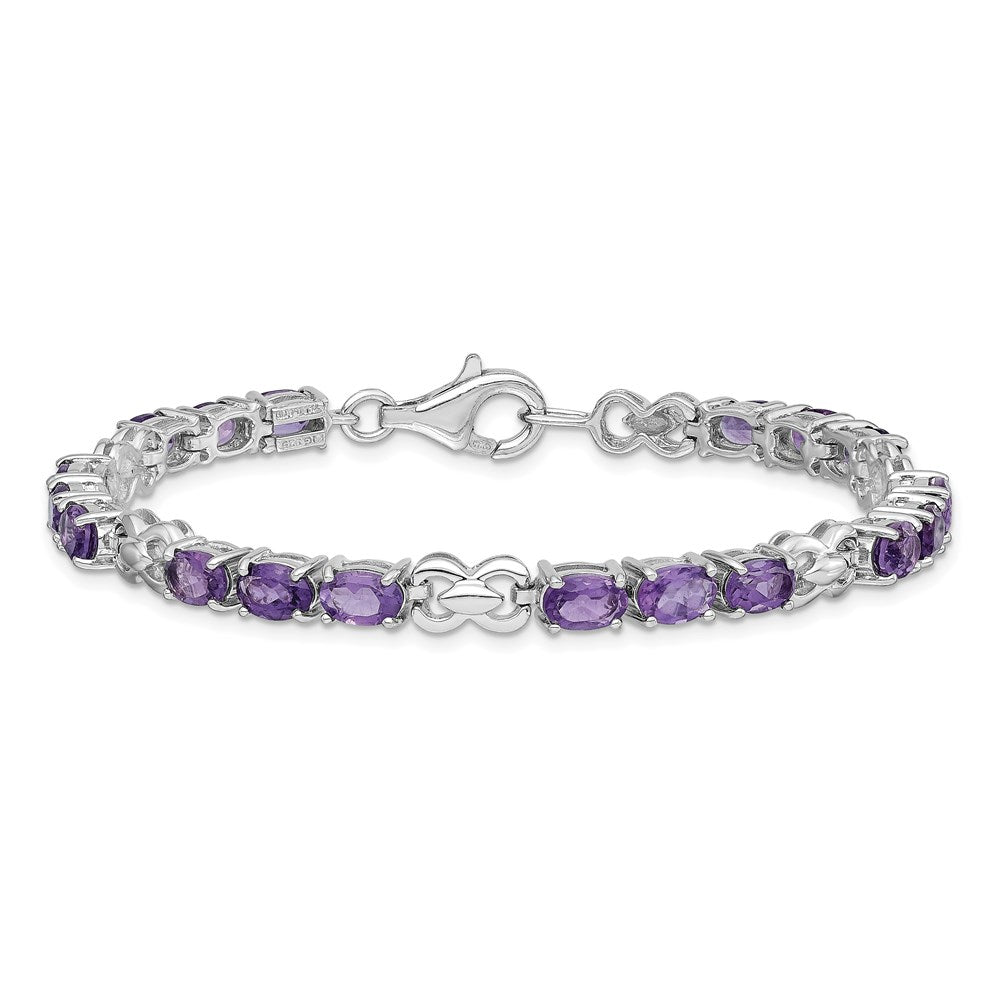 7 Zoll Sterlingsilber Rhodiniert Amethyst Armband