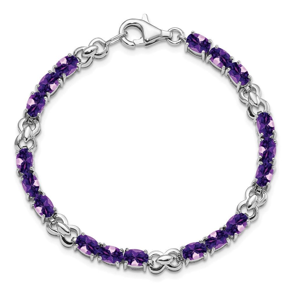 7 Zoll Sterlingsilber Rhodiniert Amethyst Armband