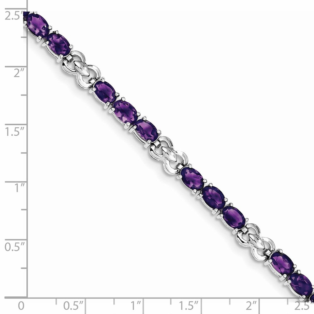 7 Zoll Sterlingsilber Rhodiniert Amethyst Armband