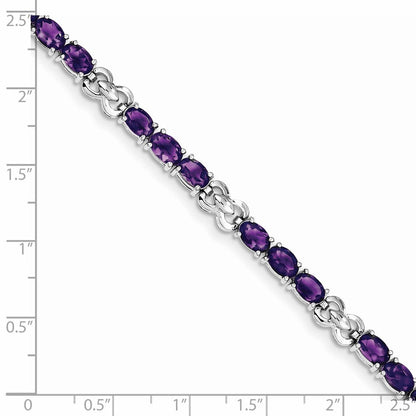 7 Zoll Sterlingsilber Rhodiniert Amethyst Armband