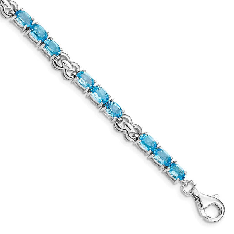 7 Zoll Sterlingsilber Rhodiniert Blautopas Armband