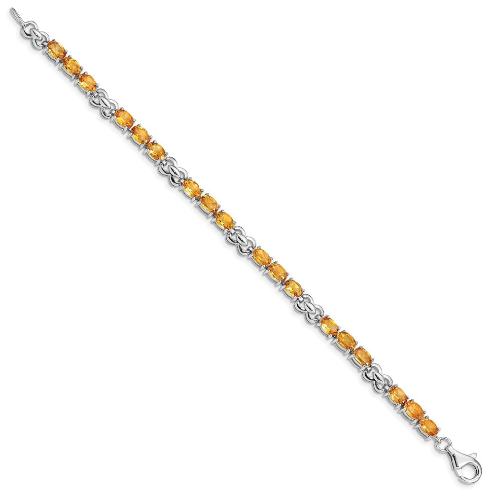 7 Zoll Sterlingsilber Rhodiniert Citrin Armband
