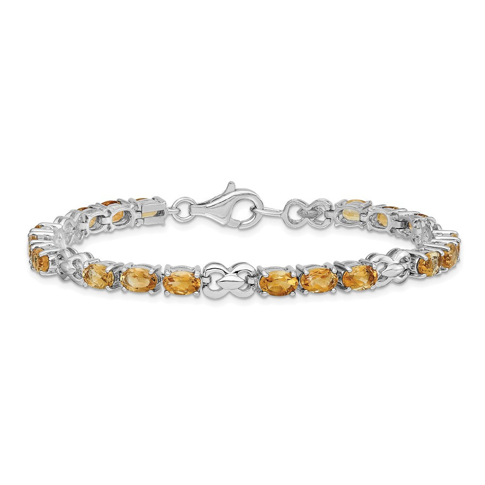 7 Zoll Sterlingsilber Rhodiniert Citrin Armband